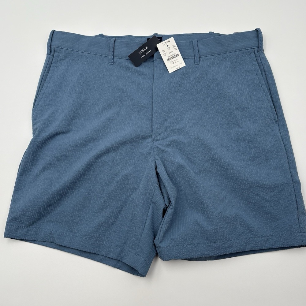J.Crew Tech Short Mens 34 Blue Seersucker Active Golf Shorts NWT 7"